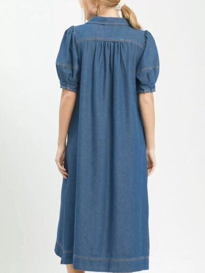 Umgee Chambray Collared Puff Sleeve Dress 0365484c-87f3-4e03-aa44-f85fbf079f61-Max-Origin