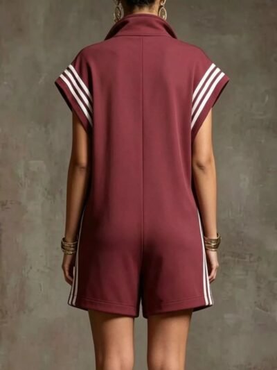 Striped Zip Front Short Sleeve Romper 036a05a5-ee90-428f-9108-9d40e878a87a-Max-Origin