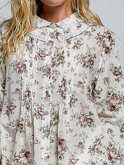 POL Floral Lace Trim Pintuck Button-Down Shirt 036bd5be-705d-4613-b1f4-3ff93264cb05-Max-Origin