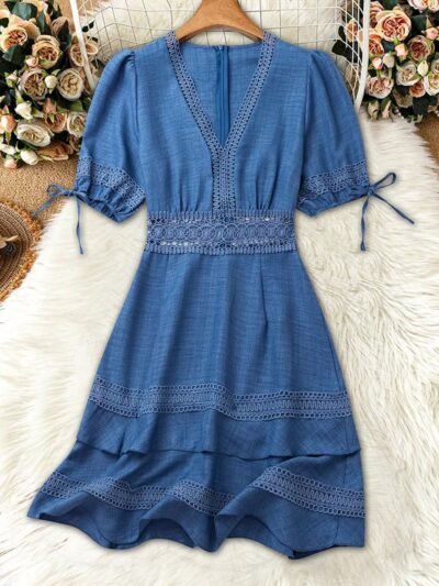 Lace Detail V-Neck Mini Dress 03d7a89e-a349-4d0d-97fc-96f818bbafd9-Max-Origin