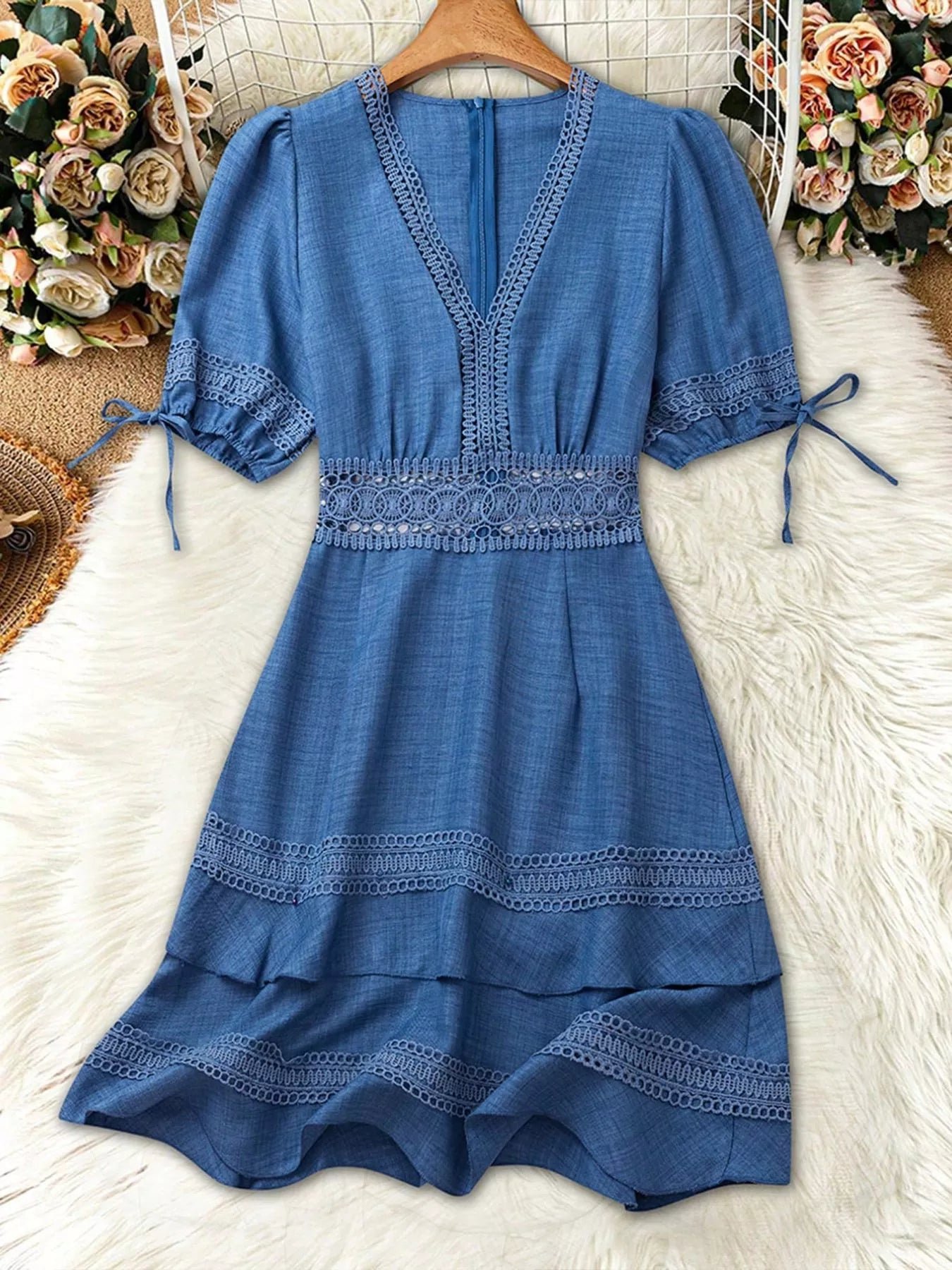 Lace Detail V-Neck Mini Dress 03d7a89e-a349-4d0d-97fc-96f818bbafd9-Max-Origin