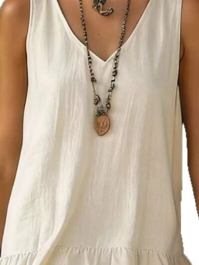 Full Size Ruffled Hem V-Neck Sleeveless Dress Plus Size 0554342e-8c87-49df-a4f4-93a391e0264e-Max-Origin