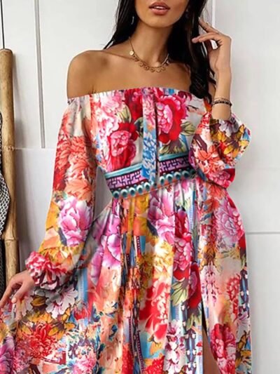 Slit Printed Off Shoulder Maxi Dress c5ccecf7d86d4515975f0c4dbd906dab-Max-Origin