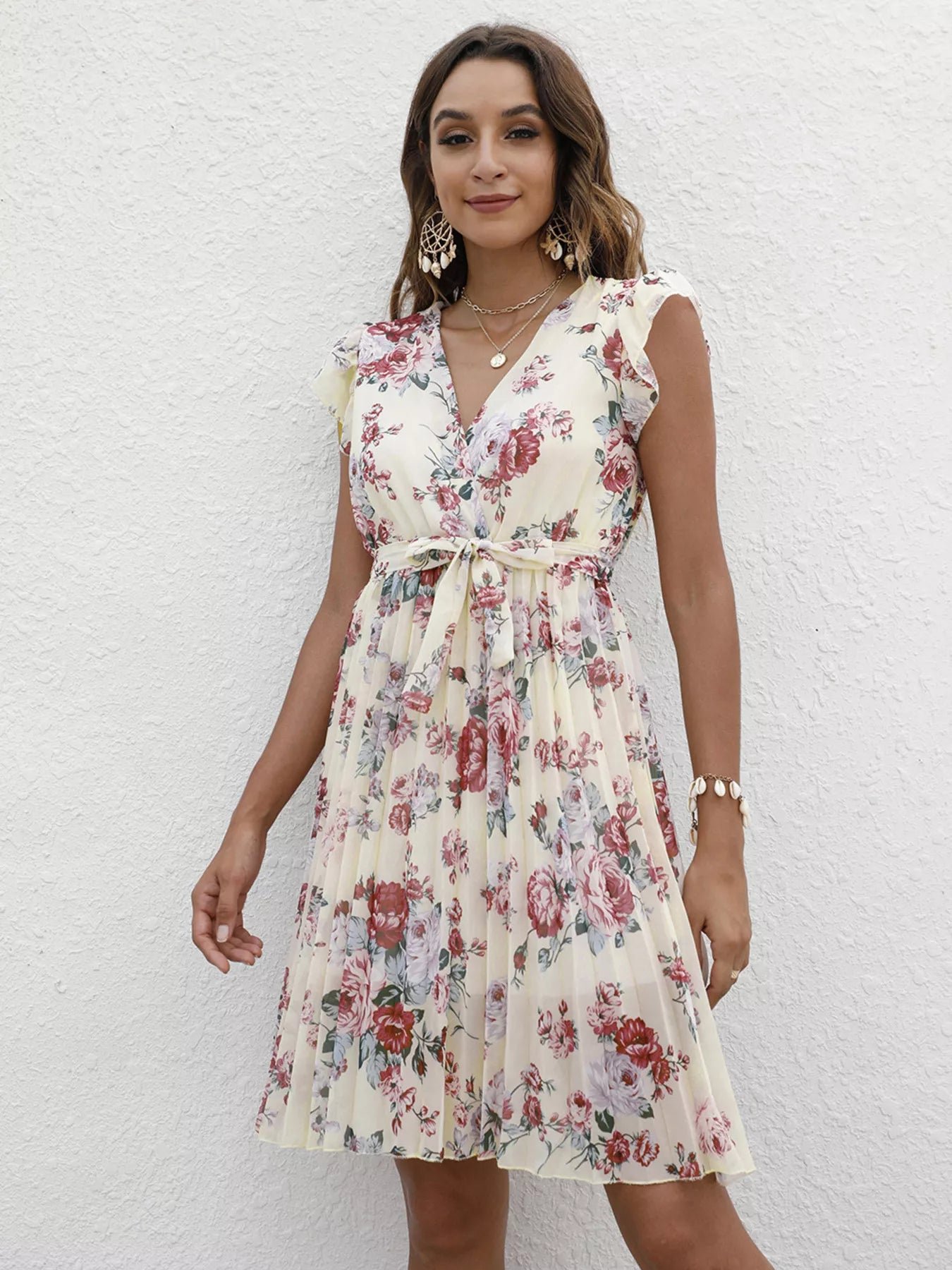 Pleated Floral Print Ruffle Sleeve Dress 0dbda1731e014dbab74109c2c8b261a4-Max-Origin