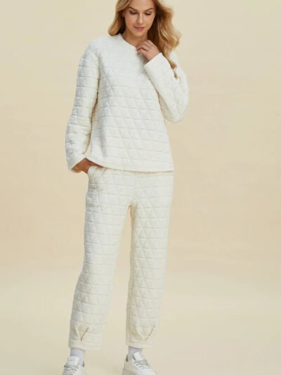 Double Take Full Size Texture Round Neck Long Sleeve Top and Pants Set 0f153817-dbb5-4a44-b8c3-74cd938654a4-Max