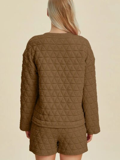 Double Take Full Size Texture Round Neck Long Sleeve Top and Shorts Set 115deaa5-ab9c-4bb4-8965-77563fec3231-Max