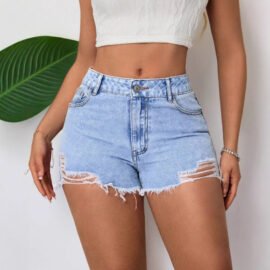 Women's ripped denim shorts