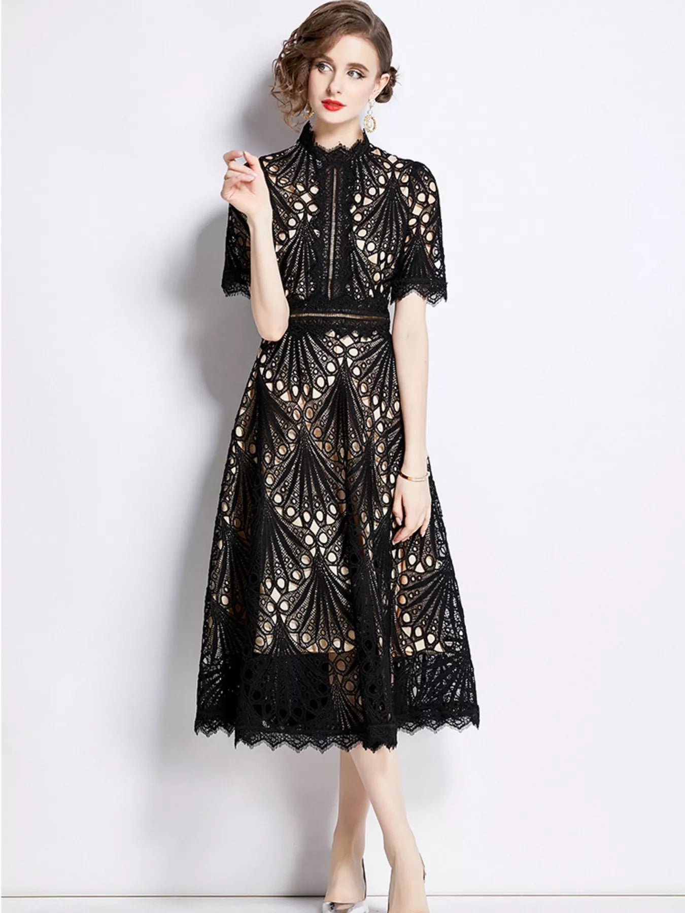 Full Size Lace Short Sleeve Midi Dress Plus Size 12a186966af040188845fcda8a78dde8-Max-Origin