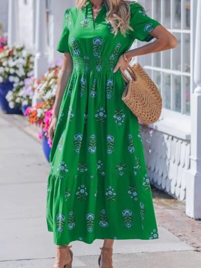Floral Print Smocked Waist Maxi Dress 5958c0d3-3284-4b6e-9808-0e012af4324a-Max-Origin
