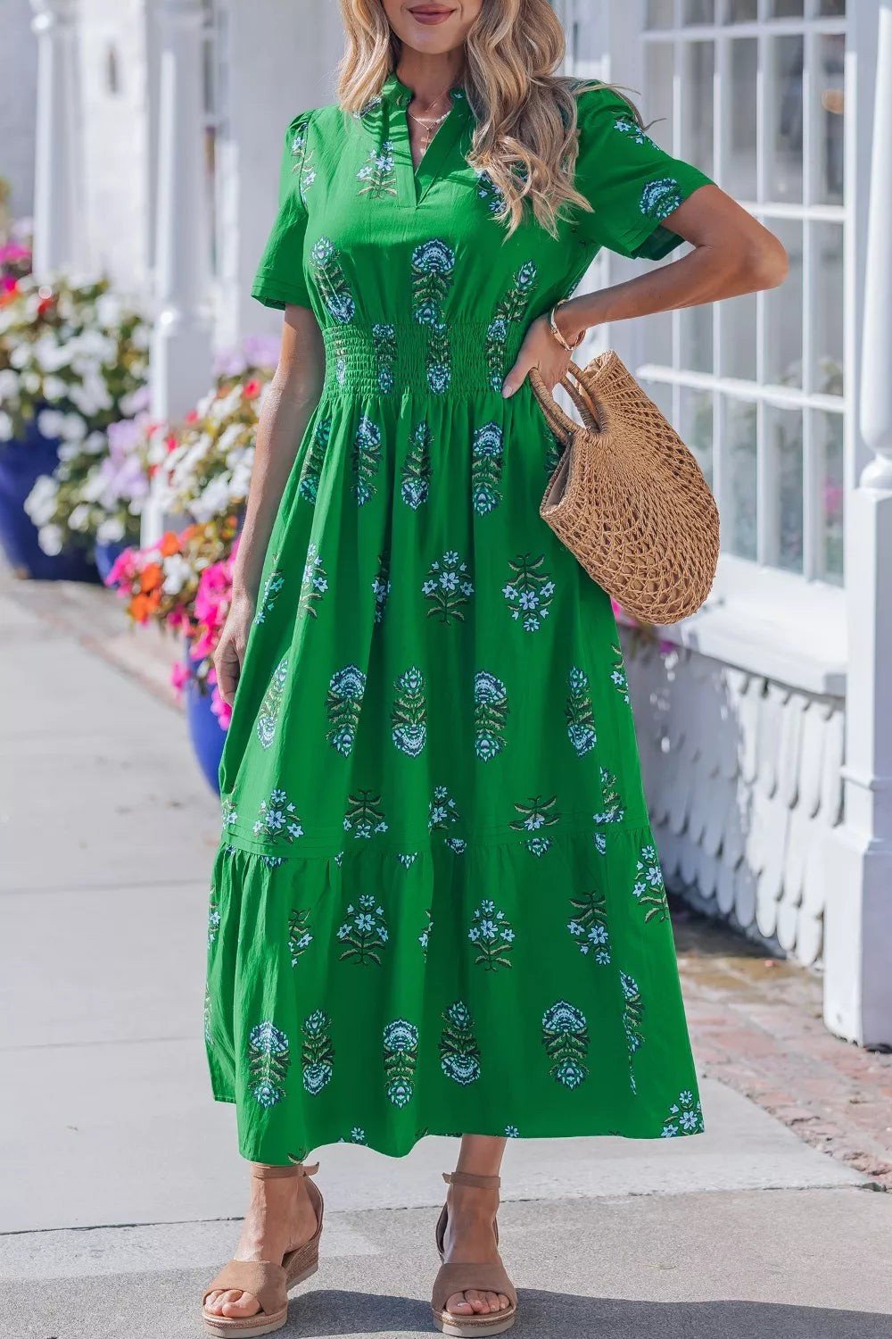 Floral Print Smocked Waist Maxi Dress 5958c0d3-3284-4b6e-9808-0e012af4324a-Max-Origin