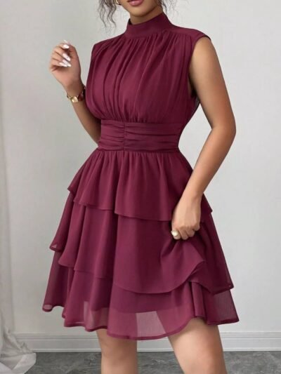 Sleeveless Mock Neck Layered Ruffle Dress 1801d1b0-a3b0-4dab-9a82-4244ecd3e0a5-Max-Origin