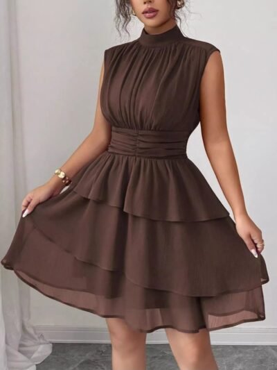 Sleeveless Mock Neck Layered Ruffle Dress 187838c3-ceed-4fc2-86b9-1c499c095cf1-Max-Origin