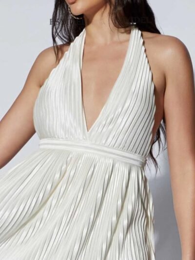 Pleated Halter Neck Mini Dress 10b0fd3f-641c-49dc-8ac6-988da83beb94-Max-Origin