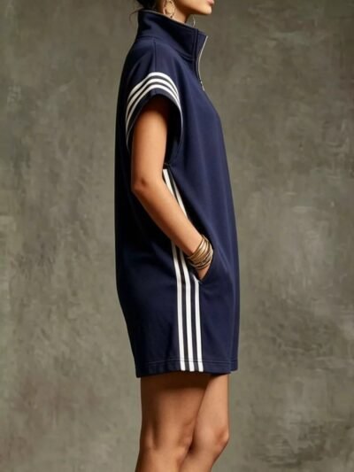 Striped Zip Front Short Sleeve Romper 1e3edbd8-d270-4a96-8263-23fc6bb75cf5-Max-Origin