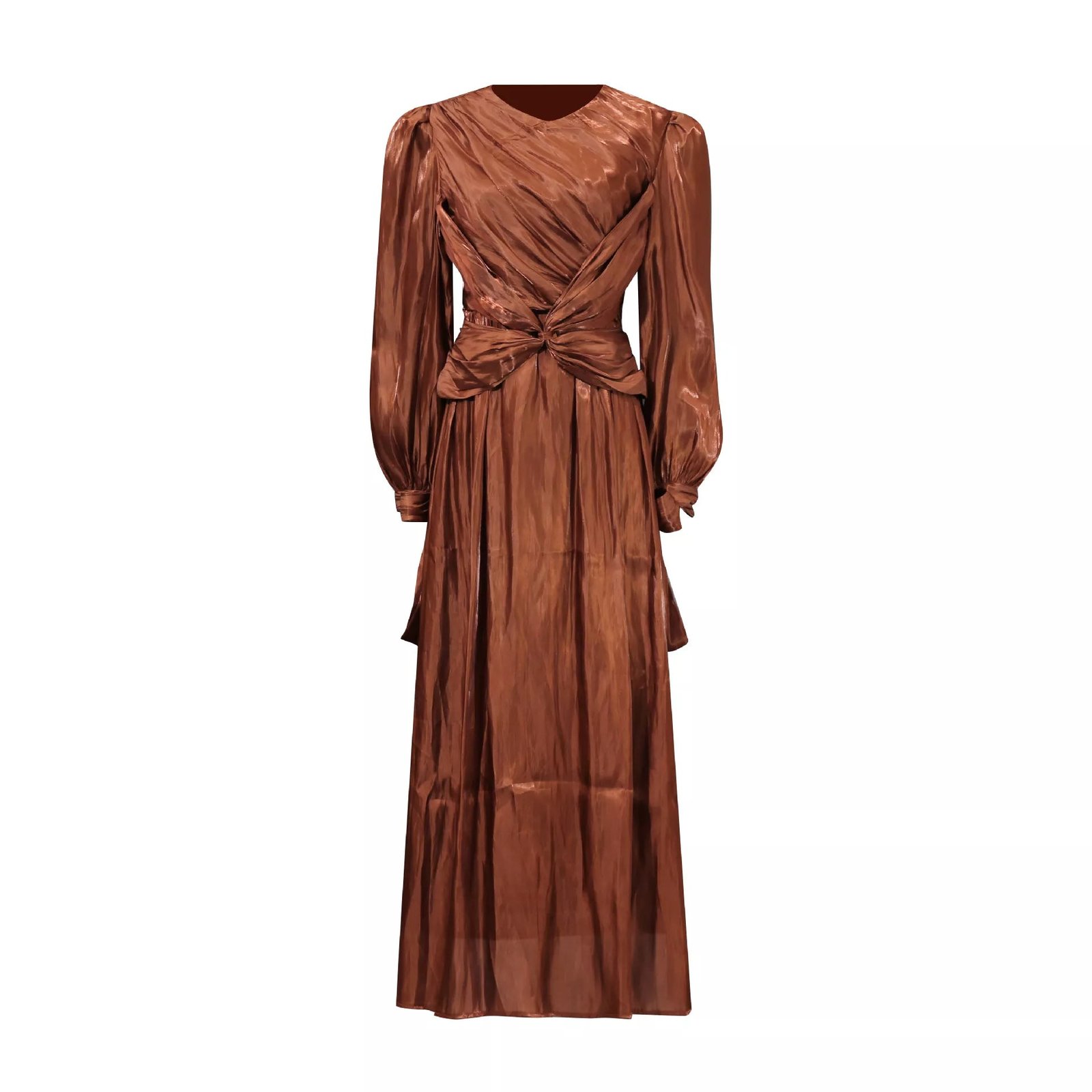 Front Twisted Draped Long Sleeve Maxi Dress 1ede51a4551e43b5b11d7e9fc6da00ab-Max-Origin