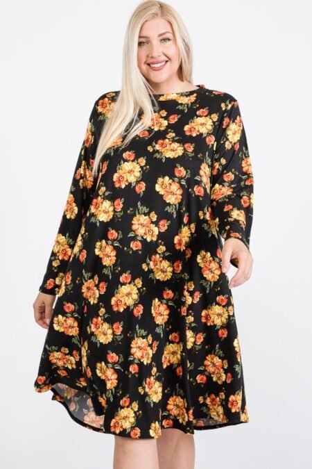 Floral Mock Neck Midi Dress