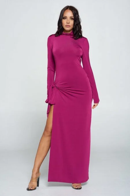 Side Tie Long Sleeve Dress