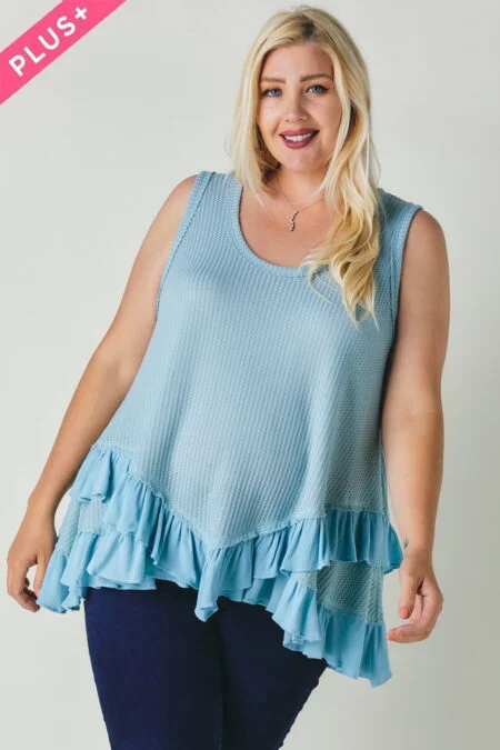 Plus Sleeveless Ruffled Hem Tunic