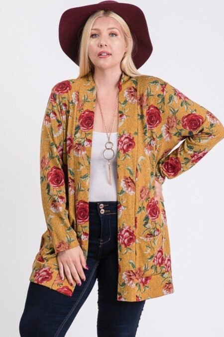 Plus Size Floral Cardigan