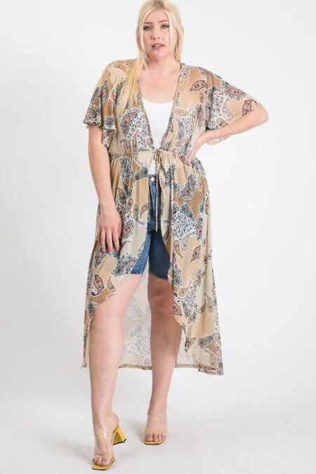 Short Sleeves Printed Mesh Cardigan