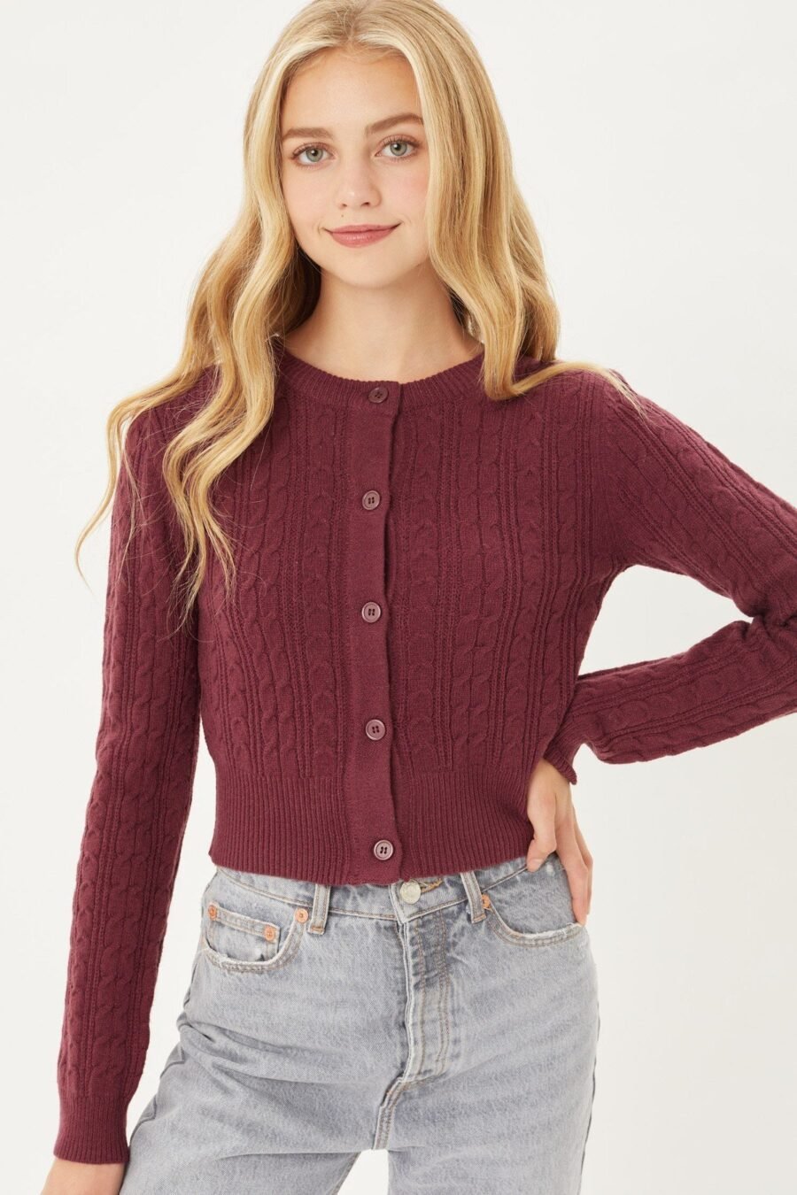 Cable Knit Cardigan Sweater