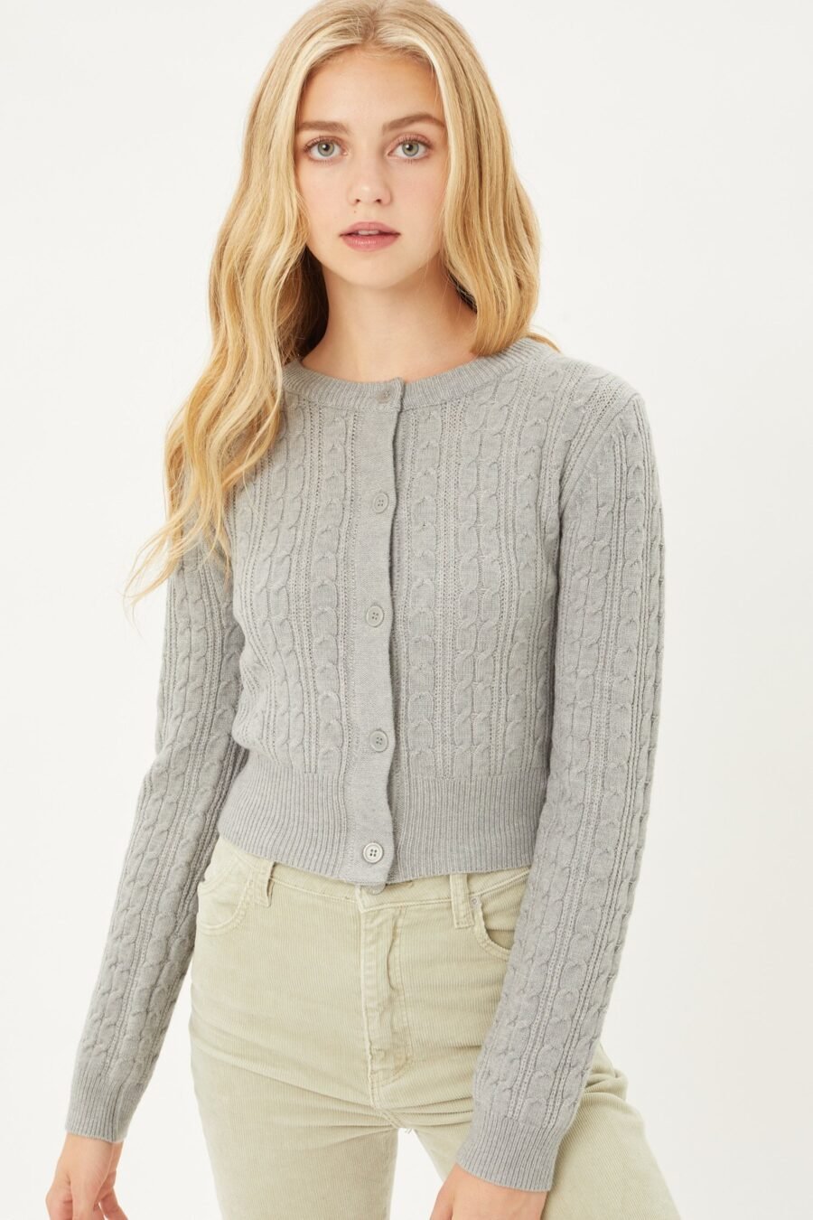 Cable Knit Cardigan Sweater