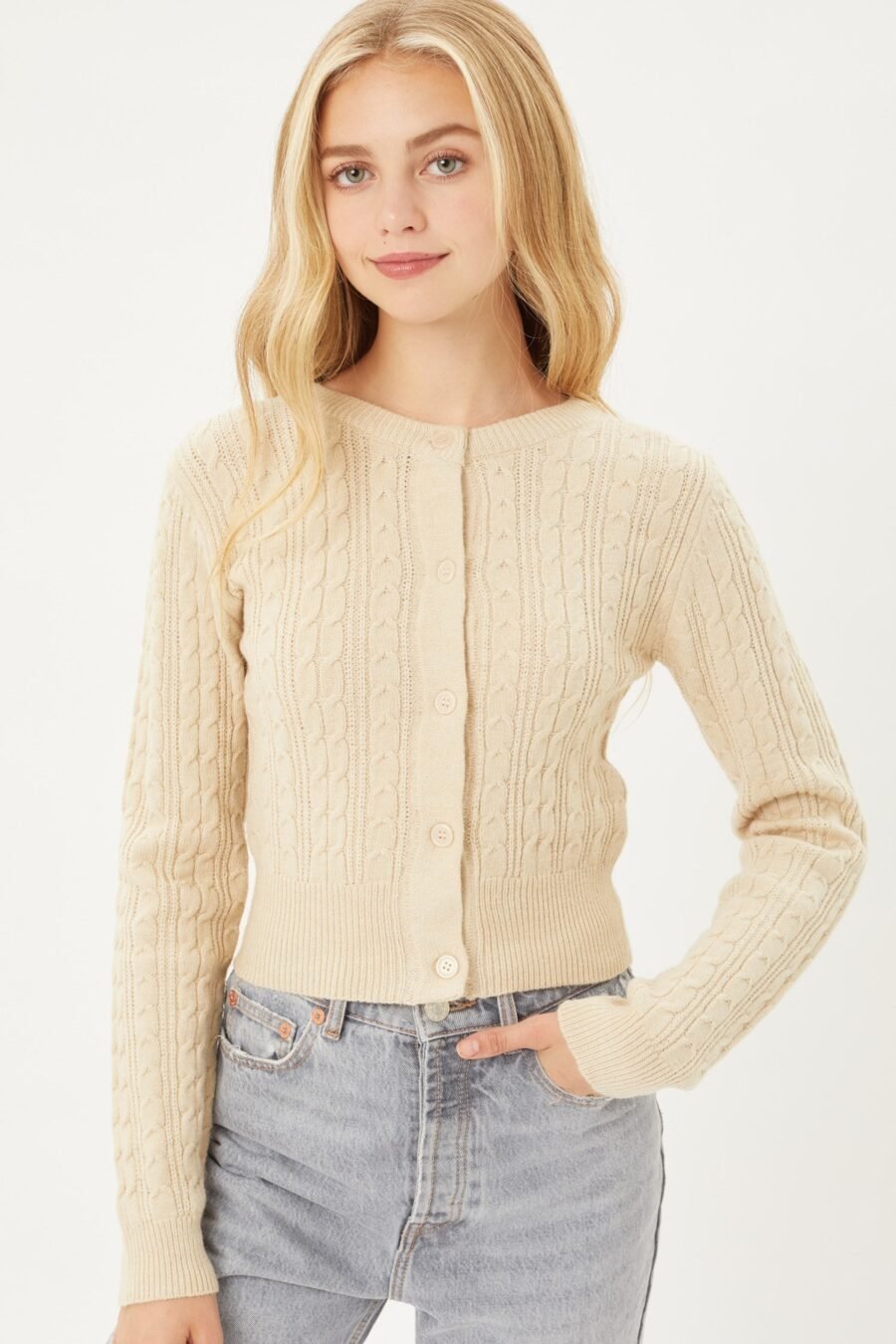 Cable Knit Cardigan Sweater