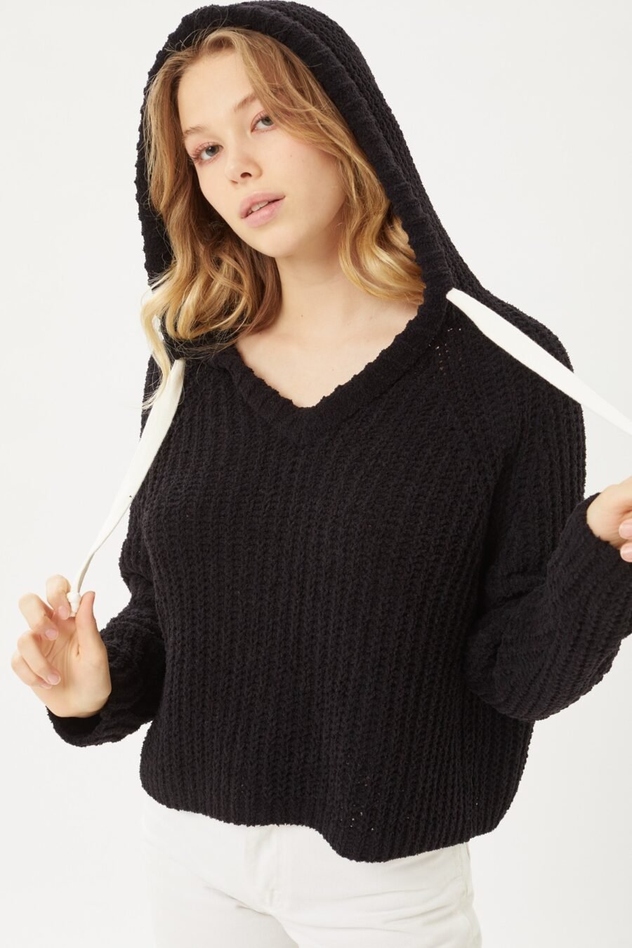 Pullover hoodie sweater top in various colors including Honey, Coco Brown, Black, Leaf, and Putty Pink – a comfortable and versatile choice for casual wear.