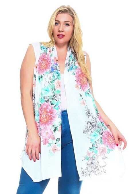 Floral Asymmetric Hem Cardigan