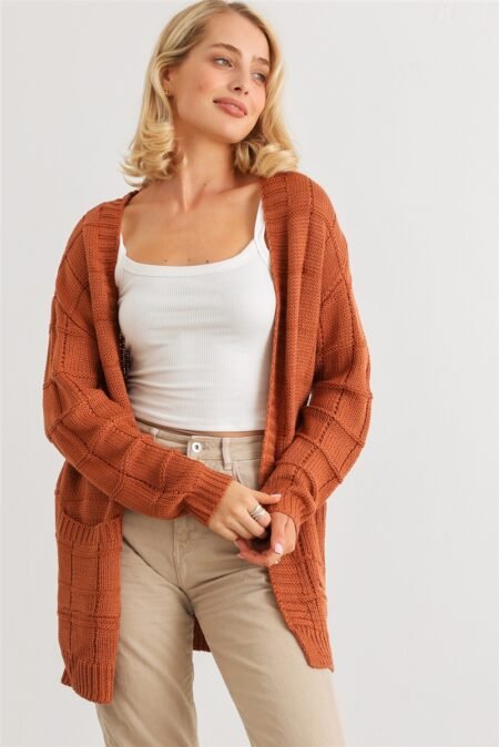 Knit Long Sleeve Open Front Cardigan