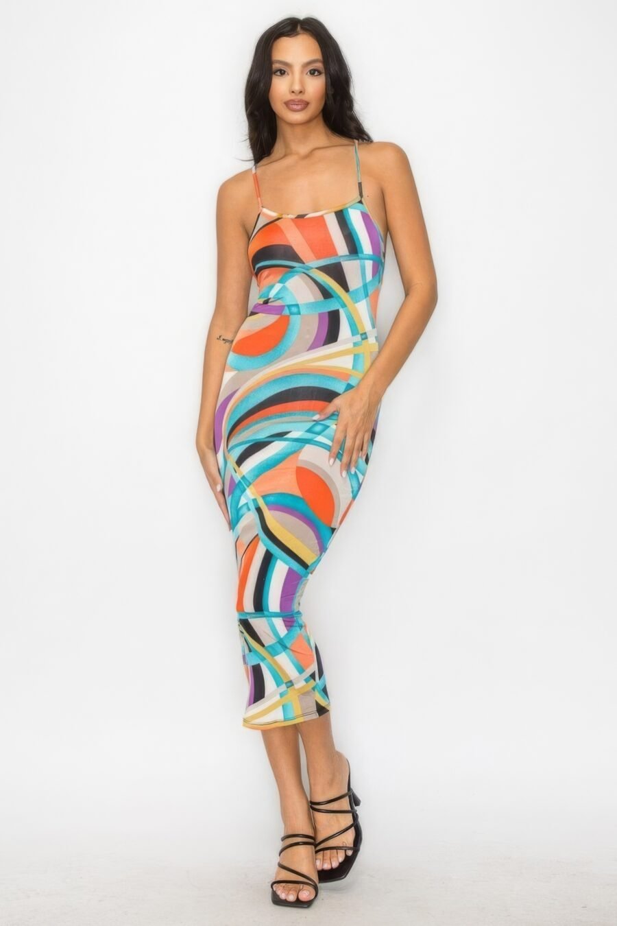 Crossed Back Multicolor Dress