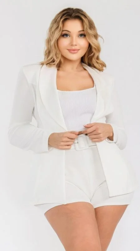 Plus Solid Blazer 2-Piece Set