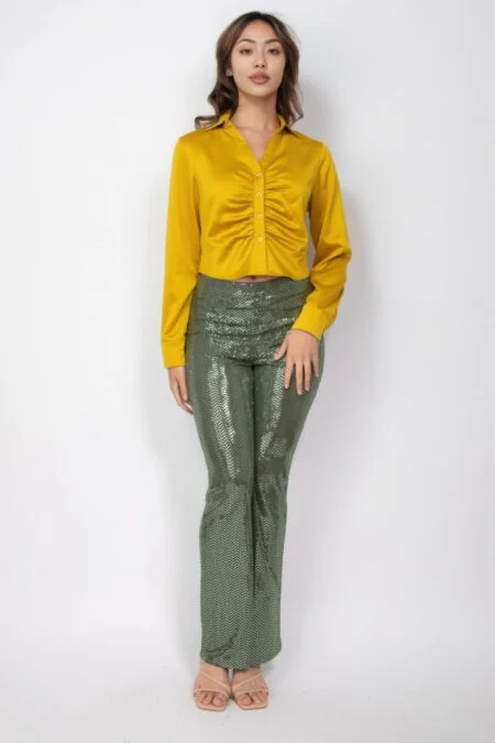 Sequined Fit Flare Midrise Pants