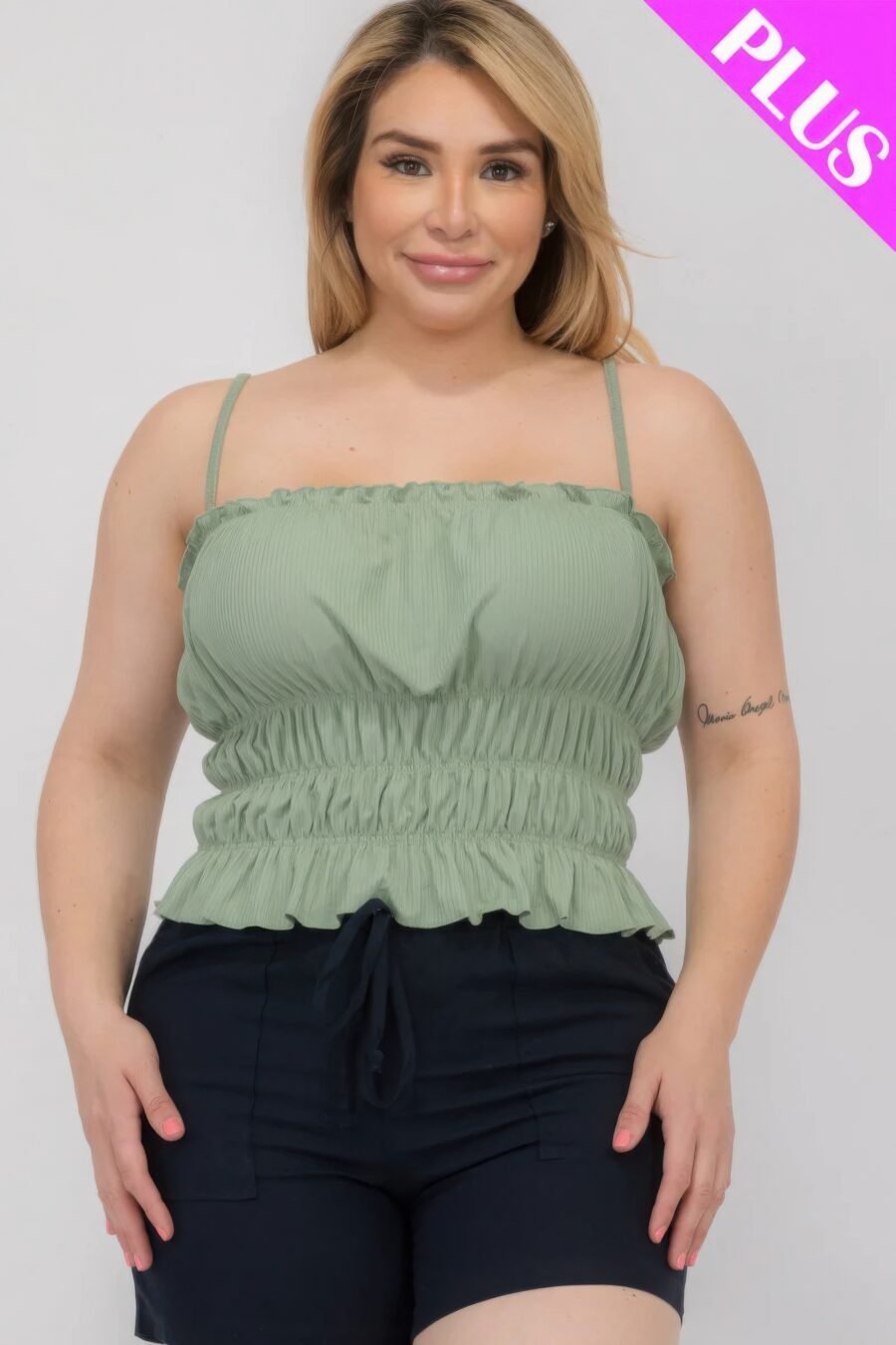 Tiered Shirred Body Crop Top