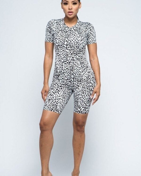 Brushed Short Sleeve Top And Biker Pants And Face Mask Set