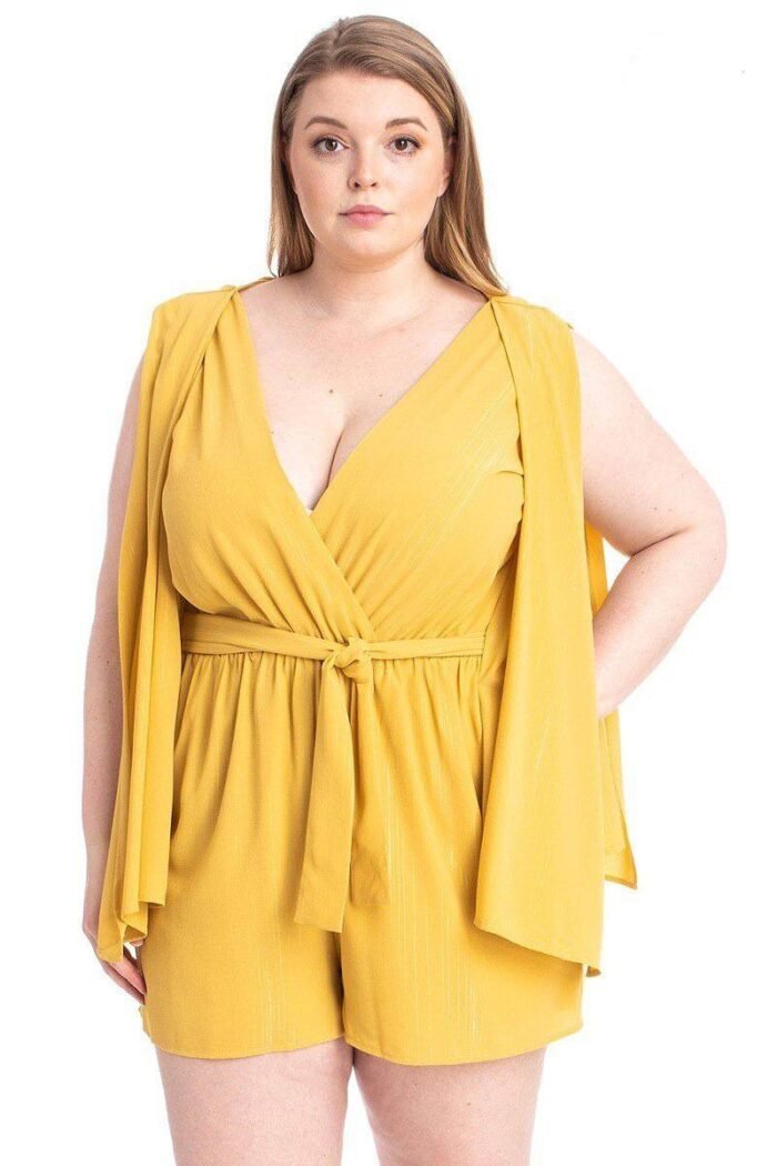 Shimmer fabric draped open sleeve romper - image 7