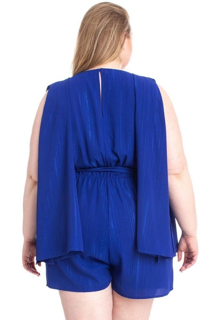 Shimmer fabric draped open sleeve romper - image 6