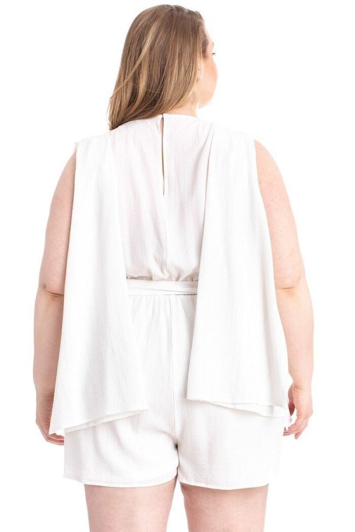 Shimmer fabric draped open sleeve romper - image 3
