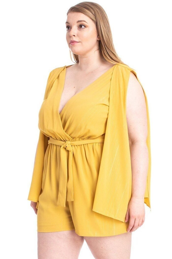 Shimmer fabric draped open sleeve romper - image 8