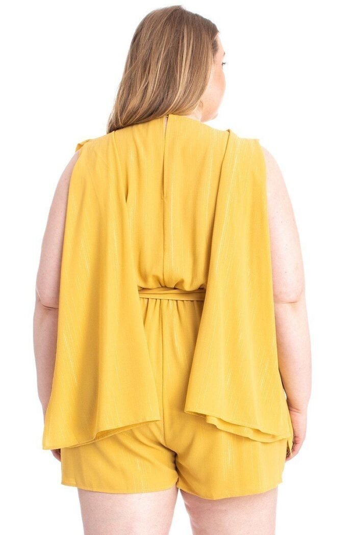 Shimmer fabric draped open sleeve romper - image 9