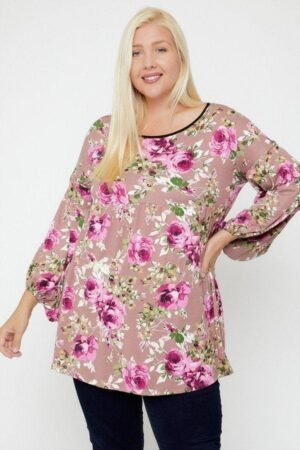 Floral Bubble Sleeve Tunic Floral, Bubble Sleeve Tunic