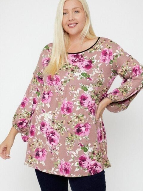 Floral, Bubble Sleeve Tunic