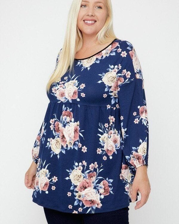 Floral, Bubble Sleeve Tunic