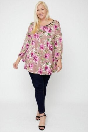Floral Bubble Sleeve Tunic Floral, Bubble Sleeve Tunic