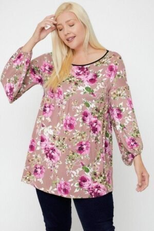Floral Bubble Sleeve Tunic Floral, Bubble Sleeve Tunic