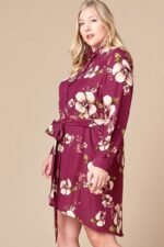 Floral Woven Button-down Collared Shirt Dress - Image 4
