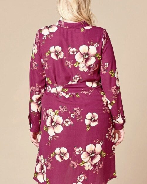 floral woven button-down collared shirt dress