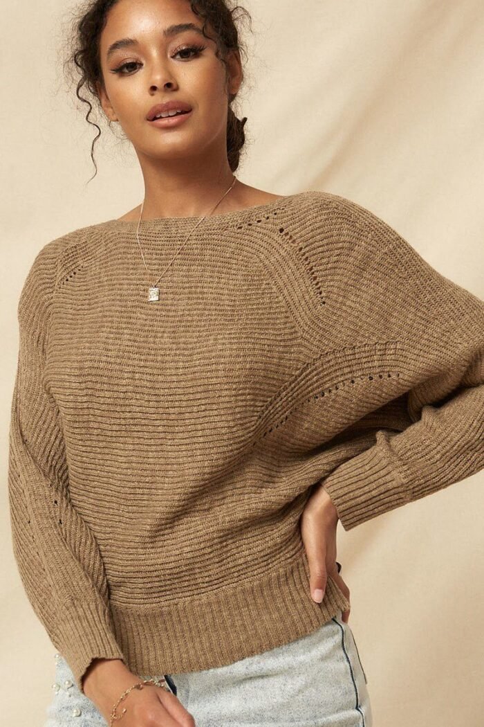 A ribbed knit sweater