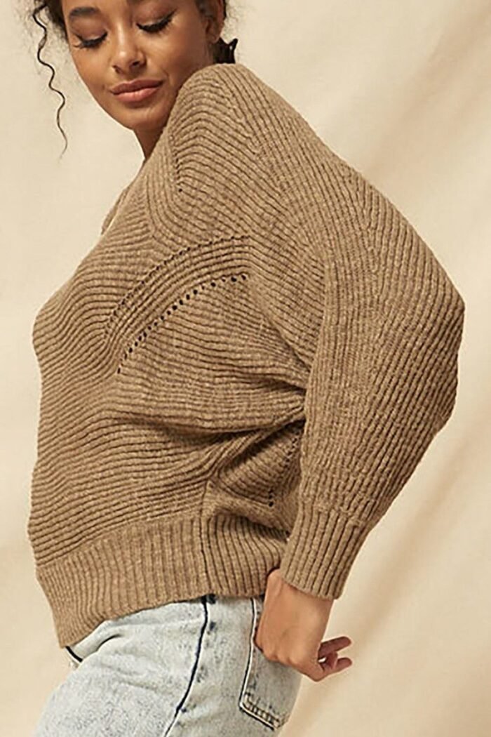 A ribbed knit sweater