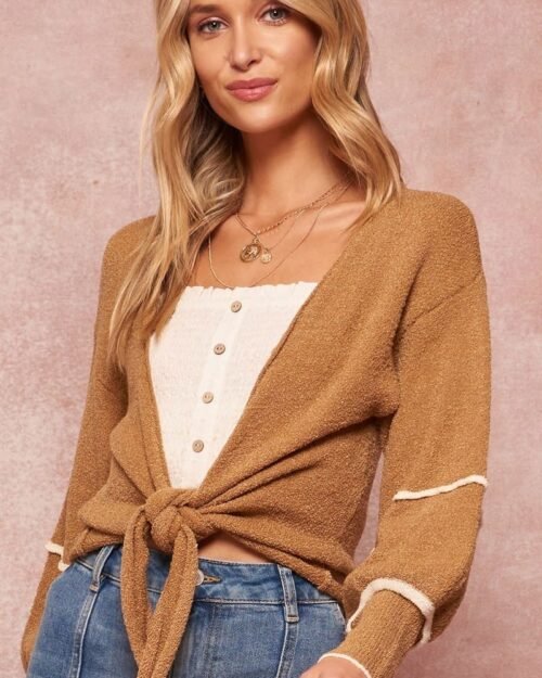 a textured knit cardigan sweater